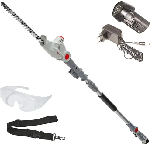 IKRA Teleskop Heckenschere mit Akku und Zubehör - Heckenschere mit 12 V Akku, ergonomischem Design und hohem Bedienkomfort. Ideal für müheloses Schneiden dank teleskopierbarem Stiel und leichtem Gewicht von nur 2,5 kg.