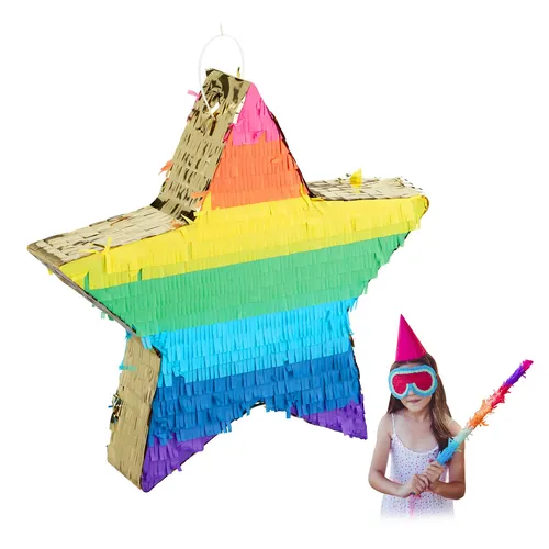 Pinata Stern Schlagpinata Bunt 3er Set für Kinder - Piñatas für Kinder in Regenbogen-Design, perfekt für jede Feier und einfach zu befüllen für stundenlangen Spaß!