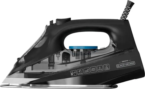 Black+Decker Dampfbügeleisen BXIR2805E - Bügeleisen mit 2800 W Leistung und ergonomischem Design, bietet kontinuierlichen Dampf von 170 g/min für effizientes Bügeln und ein automatisches Anti-Kalk-System für lange Lebensdauer.