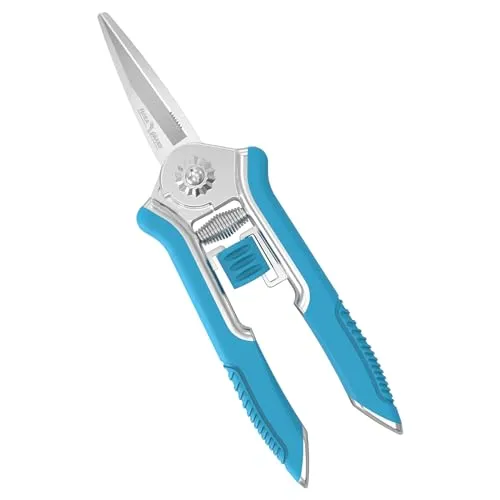 FLORA GUARD Gartenschere 16,5cm Pflanzenschere mit Soft-Touch-Griff,Rosenschere,Ernteschere,Bonsai Schere für Bonsai Pflanzen Blumen Ernte Obst Gemüse (Blau)