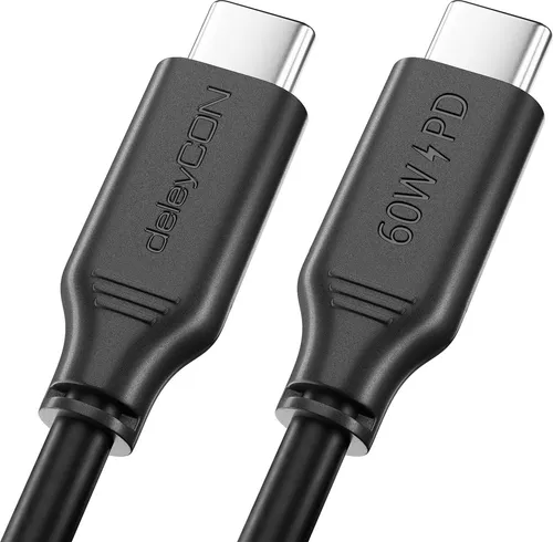 deleyCON 0,5m USB C Kabel PD3.0 (60W Schnellladekabel) Kurzes USB-C zu USB-C Ladekabel für iPhone 16 15 Pro Max Samsung Galaxy S24 S23 S22 Pixel iPad Pro MacBook Air Tablets Switch PS5