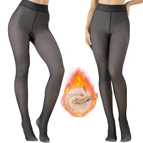 Strumpfhosen Damen Winter für damen,Thermo Strumpfhose gefüttert Gefälschte Durchscheinend (DE/NL/SE/PL, Alphanumerisch, M, Regular, Regular, Schwarz-220g für 5~20℃)