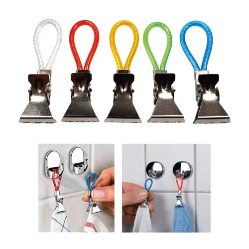 Cantini küchenhandtuchklammer edelstahl kunststoff multifunktional modern leicht 5 farben handtuchklammern handtuchhaken aufbewahrungshaken