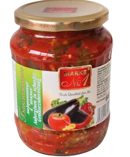Auberginen in scharfer Gemüsezubereitung 660g Баклажаны маринованные в aджике