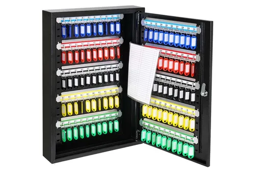 HMF Schlüsselschrank groß aus Stahl – Abschließbarer Schlüsselkasten für 100 Schlüssel