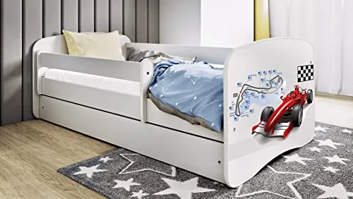 Bjird Kinderbett Jugendbett 70x140 80x160 80x180 Weiß mit Rausfallschutz