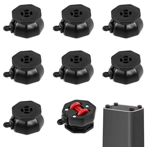 Möbelrollen, Schwerlastrollen Rollen für Möbel Selbstklebend mit Bremse 8 Stück Lenkrollen Transportrollen, aus hochwertigem ABS und Stahl für drinnen und draußen schwarz-rot 4,5x2,6 cm