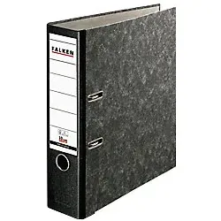 Falken Ordner Breit DIN A4 80 mm Schwarz 2 Ringe 11286523 Pappkarton Wolkenmarmor