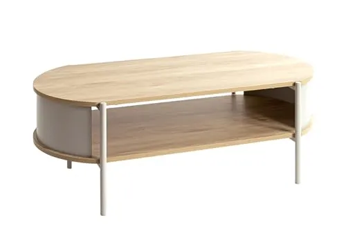 HAKU Couchtisch Eiche Dekor, Kaschmirgrau - 100x37x54cm - Stylischer Couchtisch im modernen Eiche Dekor, ideal für gemütliche Abende. Mit stabiler Spanplatte und kompakten Maßen passt er perfekt in jedes Wohnzimmer.