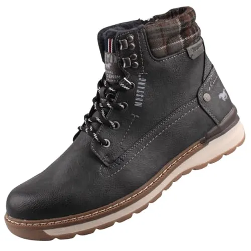 Mustang Herren Stiefel gefüttert Dunkelgrau, Schuhgröße:EUR 42 - Wanderschuhe mit warmem Teddyfleece-Futter und praktischem Reißverschluss für optimalen Tragekomfort in der kalten Jahreszeit.