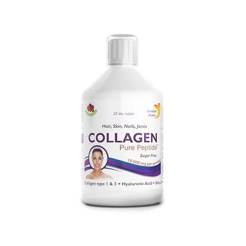 Swedish Nutra Liquid Bovine Collagen – Packung mit 500 ml 20 Tage Vorrat | Zuckerfreier Beerengeschmack