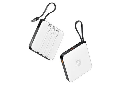 VRURC 20000 mAh Powerbank mit Schnellladefunktion - Kompakte 20000 mAh Powerbank mit integrierten Kabeln für schnelles Laden von iPhone und Android. Ideal für unterwegs mit LED-Anzeige und flugtauglicher Sicherheit.
