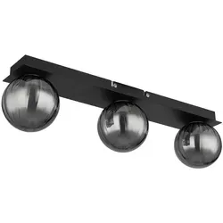 Deckenleuchte Wohnzimmerleuchte Flurlampe 3x G9 schwarz matt - Moderne Deckenleuchte aus schwarzem Metall mit rauchfarbenen Glaskugeln, ideal für stimmungsvolle Beleuchtung in Wohnräumen. IP44, perfekt für feuchte Räume.