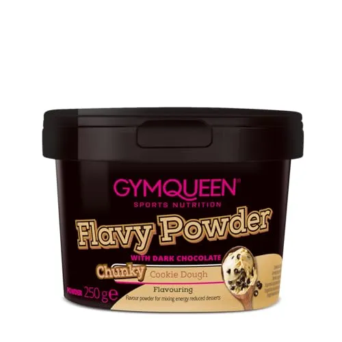 GymQueen Flavy Powder 250g, Geschmackspulver Chunky Cookie Dough, kalorienarm, Flavour Powder zum Süßen, Backen und Verfeinern von Lebensmitteln, reich an Ballaststoffen