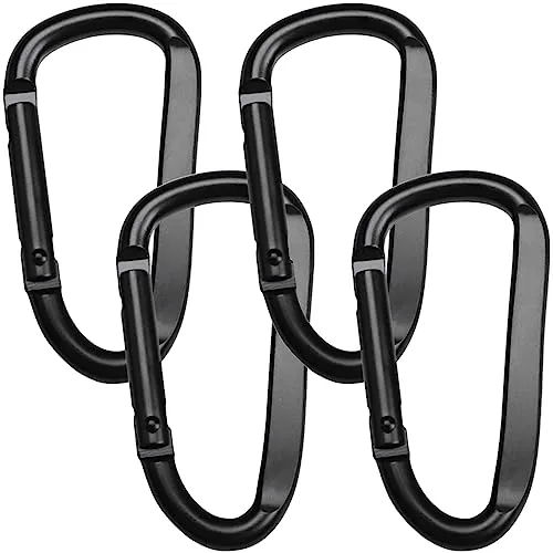 Stück 6,7cm,Karabiner Set,Karabiner Alu Haken D-Clip, Karabinerhaken Aluminium,Materialkarabiner,Belastbarkeit Karabinerhaken mit Schlüsselanhänger(Schwar) 4