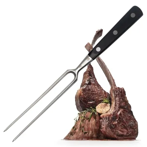 FMProfessional Fleischgabel – Ideal zum Grillen und Tranchieren - Fleischgabel für Steaks & Braten, mit langen Zinken für einfaches Wenden und Fixieren von Fleisch und Gemüse, ergonomischer Griff für komfortables Arbeiten.