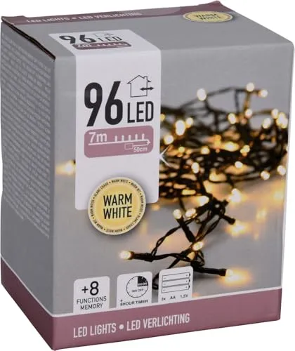 FREE & EASY LED-Lichterkette warmweiß, 96 LEDs, 7,50m