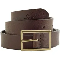 Levi's® Ledergürtel RECTANGLE BELT mit goldfarbener Schließe und Logoprägung braun 70