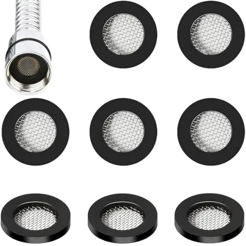 VYZUTR 8 Stück Duschkopf Dichtung, O Ring Filternetz Edelstahl Schlauchdichtung Gummi Scheibe für 1/2 Zoll Dusch Brausekopf