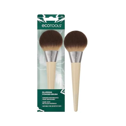 EcoTools Blurring Powder Makeup Brush, For Loose & Pressed Powder, Large Makeup Brush For All-Over Application, Fluffy, Synthetic Bristles, Eco Friendly, Cruelty-Free, & Vegan, 1 Count