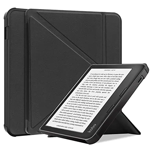 Lobwerk Hülle für Kobo Libra 2 7 Zoll Smart Cover Etui mit Standfunktion und Auto Sleep/Wake Funktion Schwarz