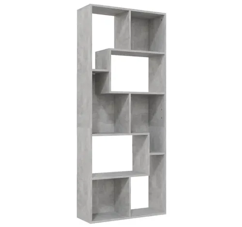 furnicato Bücherregal Betongrau 67x24x161 cm - Bücherregal aus Holzwerkstoff mit elegantem Design, bietet viele Fächer für optimalen Stauraum und kann vielseitig als Sideboard genutzt werden.