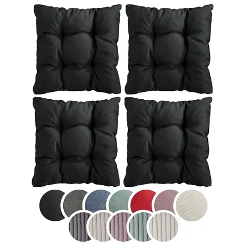 sleepling 4er Set Stuhlkissen 38x38 cm – Weiche Sitzkissen für Stuhl & Bank - Hochwertige Sitzkissen aus strapazierfähigem Möbelstoff für drinnen und draußen. Die Füllung sorgt für hohen Sitzkomfort. Pflegeleicht waschbar bis 30 Grad, ideal für jeden Anlass.