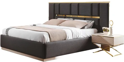 Xlmoebel Schlafzimmer-Set Elegantes Schlafzimmer-Ensemble in modernem Beige-Luxusdesign, (3tlg.Schlafzimmer Set (Bett+2xNachttische), Hergestellt in Europa