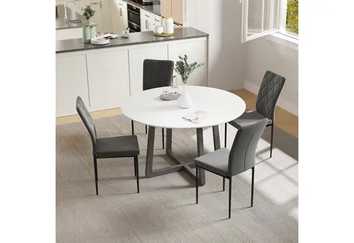 HOMCOM Esszimmerstuhl Set – 4er Set mit Rückenlehne in Dunkelgrau - Elegante Küchenstühle mit samtiger Oberfläche und ergonomischer Rückenlehne bieten Komfort und Stil. Ideal für Esszimmer und Wohnzimmer, mit stabilen Metallbeinen für sicheren Halt.