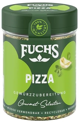 Fuchs Gourmet Selection Mediterran – Pizza Gewürzzubereitung, nachfüllbares Pizzagewürz, Gewürzmischung mit italienischen Kräutern, ideal für Bruschetta, vegan, 30 g