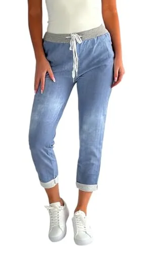 Mississhop 287 Damen Cargohose Blumen Sweatpants - Damen-Hosen in Einheitsgröße 36-42, lässige Boyfriend Hose mit elastischem Gummibund und Tunnelzug für optimalen Komfort, ideal für Freizeit, Sport oder elegante Abende.