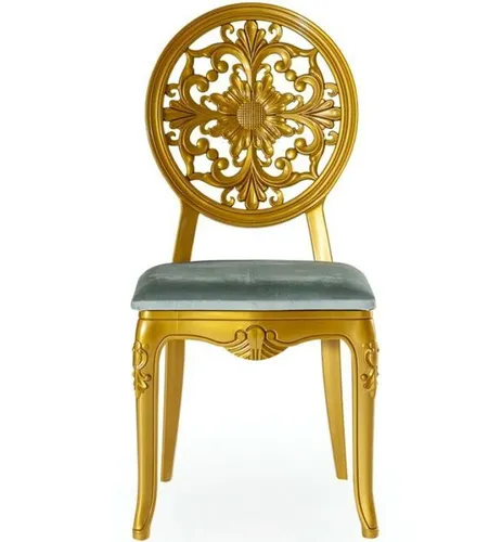 Eleganter Esszimmerstuhl mit Rückenlehne in Gold in gold von JV Möbel