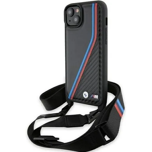 CG MOBILE BMW Hülle für iPhone 15 Plus/14 Plus - M Edition Carbon Tricolor Lines - Standard Handyhüllen mit strapazierfähigem Hartschalenkoffer und stylischem Design, ideal für den Schutz und die Individualisierung Ihres iPhones.