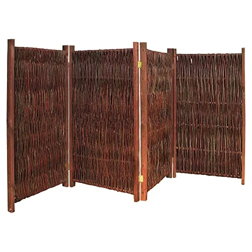 Noor Weiden Paravent - 4-teilig klappbar für Outdoor - Gartensichtschutz mit natürlicher Eleganz, ideal für Terrasse, Garten und Balkon. Wetterfest und flexibel einsetzbar, verwandelt er jeden Außenbereich in eine Wohlfühloase.