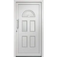 vidaXL Haustür Weiß 110x210 cm - Elegante und sichere Eingangstür mit 5-Punkt-Pilzstiftverriegelung, energiesparender Isolierverglasung und robustem Aluminiumdesign für optimalen Schutz und Stil.