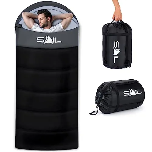 SAIL Extra breiter Schlafsack XXL für große Erwachsene 230x100 cm schwarz