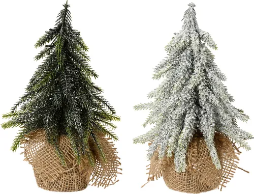 Tannenbaum künstlich im Jutesack 20cm 1 Stück sortiert Grün / Weiß