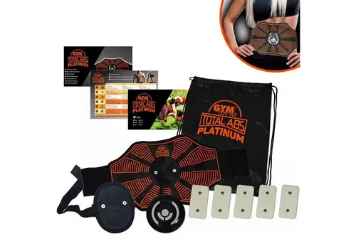 Gymform® EMS Bauchmuskeltrainer Total Abs Platinum - Fitness-Kleingeräte mit 9 Trainingseinheiten und 10 Intensitätsstufen für effektives Abnehmen und Muskelaufbau.