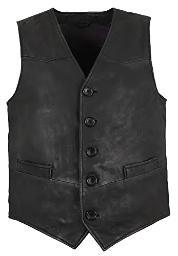 Maddox Herren Lederweste aus Lammnubuk in schwarz von Maddox