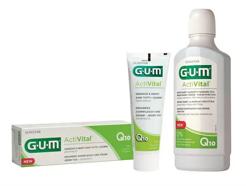 GUM Mundspülung GUM ActiVital Set mit Zahnpasta 75ml, Mundspülung 500ml, (0-tlg)