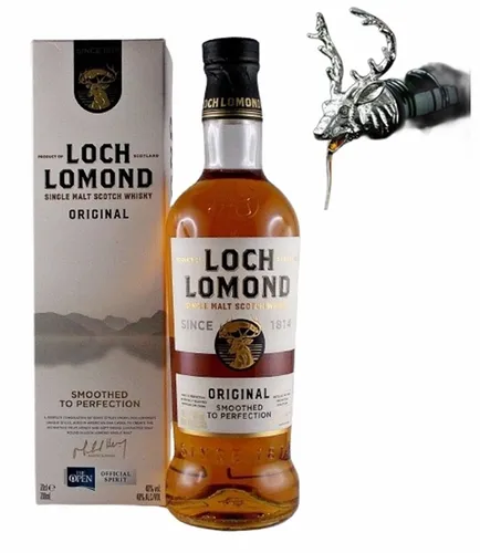 Loch Lomond Original Single Malt Whisky + Ausgießer Hirschkopf Zink Eyecatcher