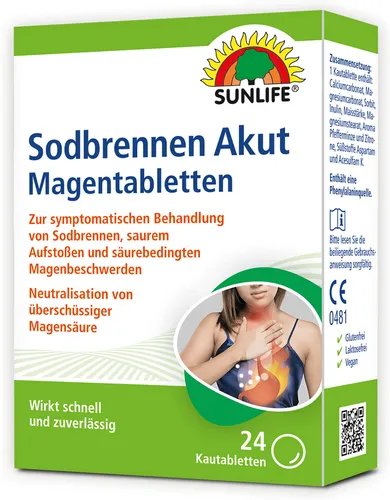 Sunlife Sodbrennen Akut Magentabletten 24 Kautabletten