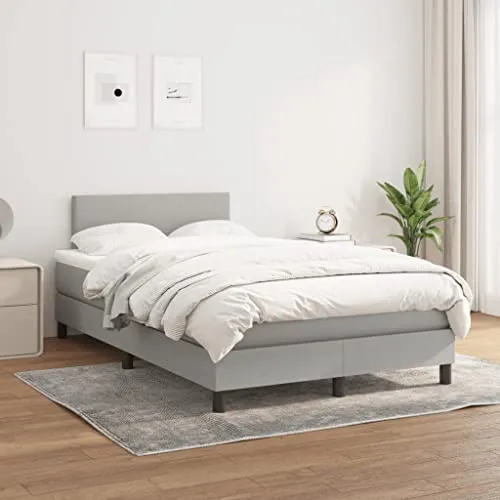 vidaXL Boxspringbett 120x200cm mit Matratze - Stilvolles Polsterbett in Hellgrau, bietet optimale Unterstützung durch hochwertige Taschenfederkernmatratze und höhenverstellbares Kopfteil für maximalen Komfort im Schlafzimmer.