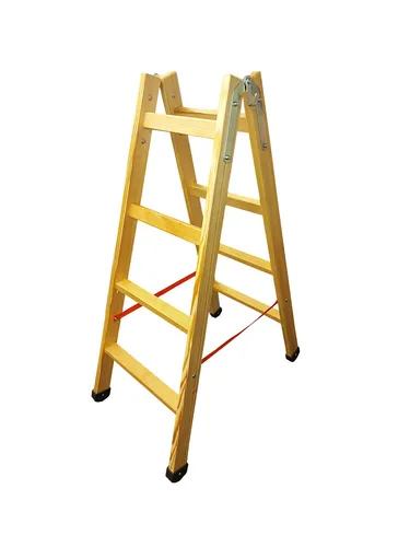 2x4 Holz-Stufenstehleiter, beidseitig begehbar, Holzstehleiter, Malerleiter