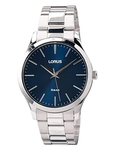 LORUS Quarzuhr RRX65HX9 - Elegante Armbanduhr für Herren und Damen - Armbanduhren aus Edelstahl mit analoger Anzeige, wasserdicht bis 5 bar und stilvollem dunkelblauen Zifferblatt - ideal für jeden Anlass.