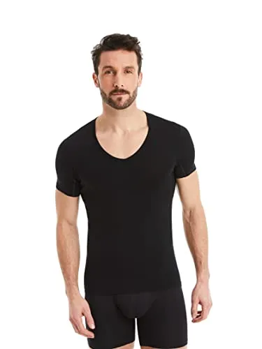 FINN Herren Funktions-Unterhemd V-Ausschnitt - Kurzarm Anti-Schweiß Shirt XXL - Komfortables Kurzarm Unterhemd aus hochwertigem Lenzing® Modal mit speziellen Einsätzen für verbesserte Luftzirkulation. Ideal als unsichtbares Unterziehshirt für Büro und Alltag.