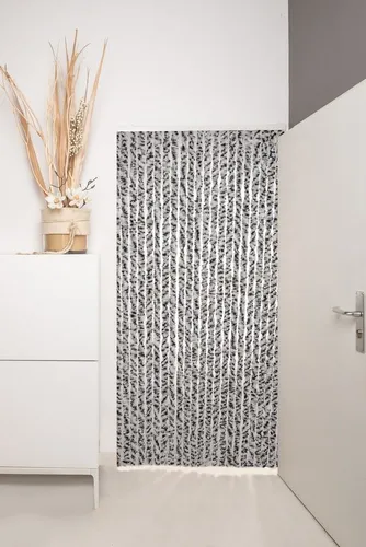 Chenille Türvorhang 90 x 200 cm - Silber/Weiß - Schiebevorhang in edlem Design, bequem kürzbar und ideal für Innen- und Außenbereich. Verleiht jedem Raum eine stilvolle Note.