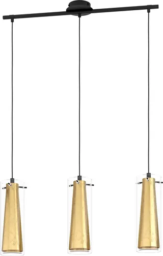 EGLO Hängelampe Pinto Gold, 3-flammige Pendelleuchte - Moderne Hängelampe aus Metall und Glas, mit elegantem Goldschirm für stimmungsvolle Beleuchtung im Esszimmer oder Wohnzimmer. E27 Fassung, dimmbar und vielseitig kombinierbar.