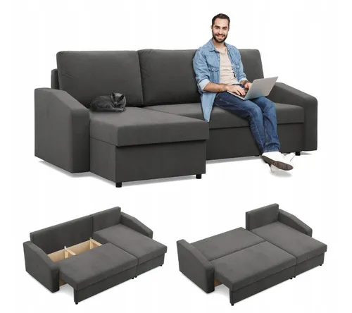 Ecksofa Neo mit Schlaffunktion, Grau von Mebligo