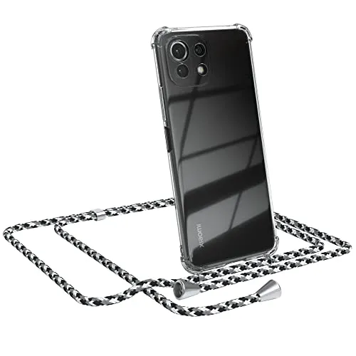 EAZY CASE Handykette kompatibel mit Xiaomi Mi 11 Lite/Mi 11 Lite 5G / 11 Lite 5G NE Handyhülle mit Umhängeband, Handykordel mit Schutzhülle, Hülle mit Band, Stylische Kette, Schwarz Camouflage